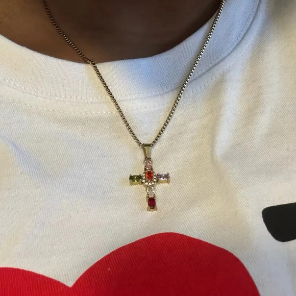 Zara Maria Cross Stainless Steel Waterproof Necklace - Picture 12 of 17